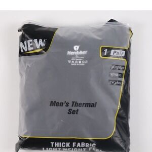 Herobiker Mens Thermal Underwear Set Fleece Lined Black Solid Large NWT